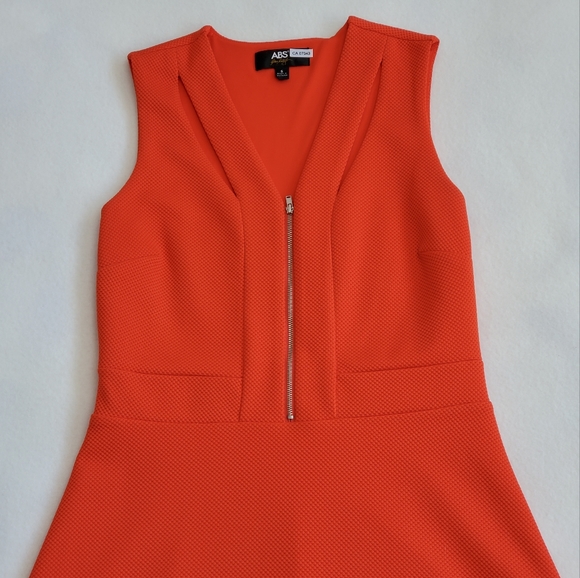 ABS Allen Schwartz Fit and Flare Cut Out Dress Orange - Picture 4 of 8